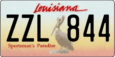 LA license plate ZZL844