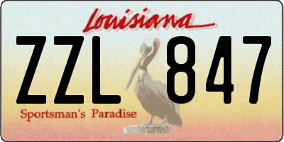 LA license plate ZZL847