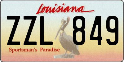 LA license plate ZZL849