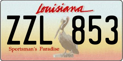 LA license plate ZZL853