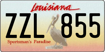 LA license plate ZZL855