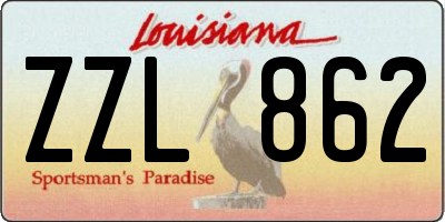 LA license plate ZZL862