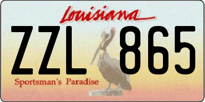 LA license plate ZZL865