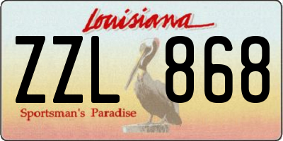 LA license plate ZZL868