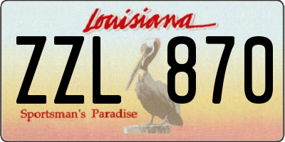 LA license plate ZZL870