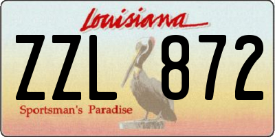 LA license plate ZZL872