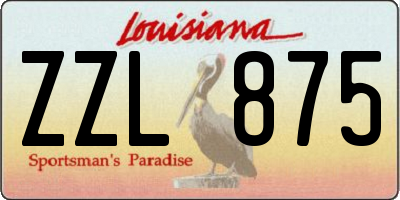 LA license plate ZZL875