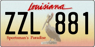 LA license plate ZZL881