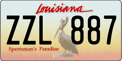 LA license plate ZZL887