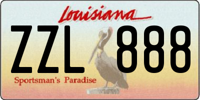 LA license plate ZZL888