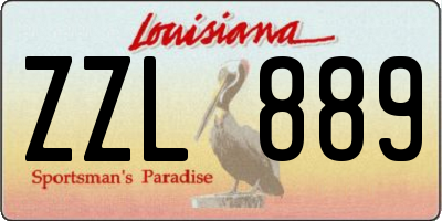 LA license plate ZZL889