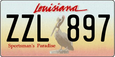 LA license plate ZZL897