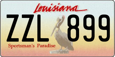 LA license plate ZZL899