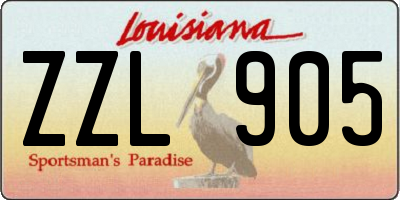 LA license plate ZZL905