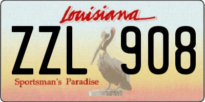 LA license plate ZZL908