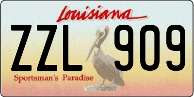 LA license plate ZZL909