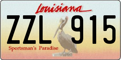 LA license plate ZZL915