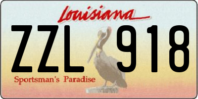 LA license plate ZZL918