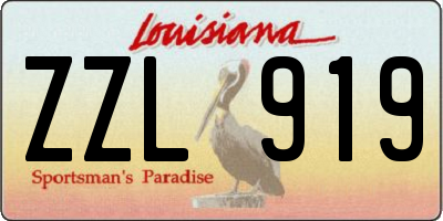 LA license plate ZZL919