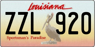 LA license plate ZZL920