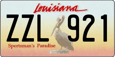 LA license plate ZZL921