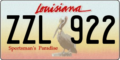 LA license plate ZZL922