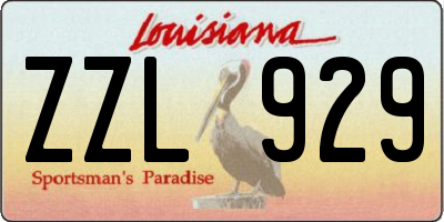 LA license plate ZZL929