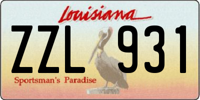 LA license plate ZZL931