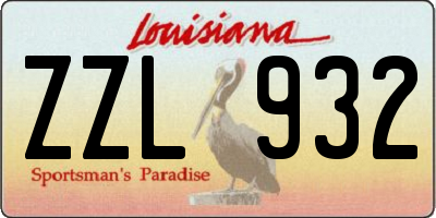 LA license plate ZZL932