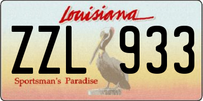 LA license plate ZZL933