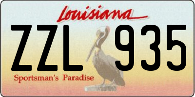 LA license plate ZZL935