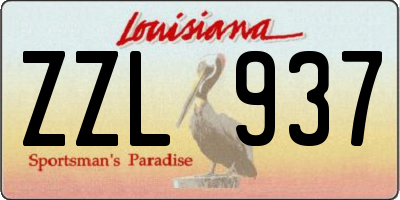 LA license plate ZZL937