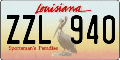 LA license plate ZZL940