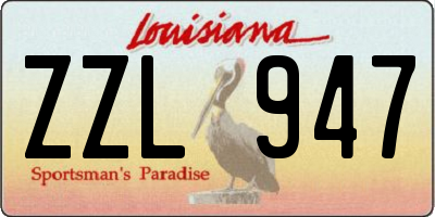 LA license plate ZZL947