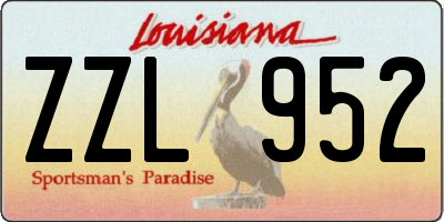 LA license plate ZZL952