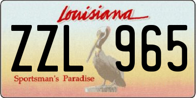 LA license plate ZZL965