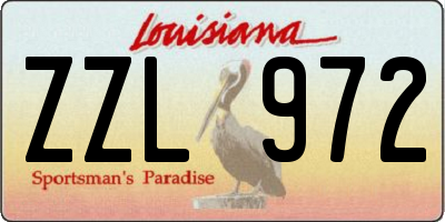 LA license plate ZZL972