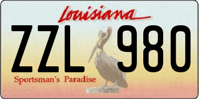 LA license plate ZZL980