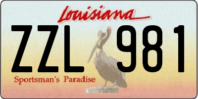 LA license plate ZZL981