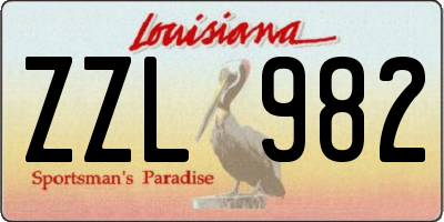 LA license plate ZZL982