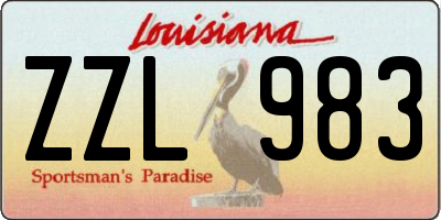 LA license plate ZZL983