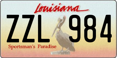 LA license plate ZZL984