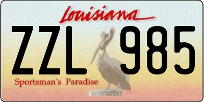 LA license plate ZZL985