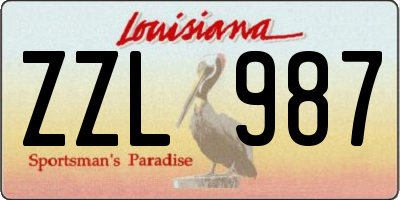 LA license plate ZZL987