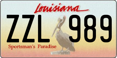 LA license plate ZZL989