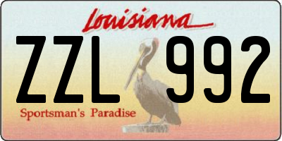 LA license plate ZZL992