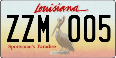 LA license plate ZZM005