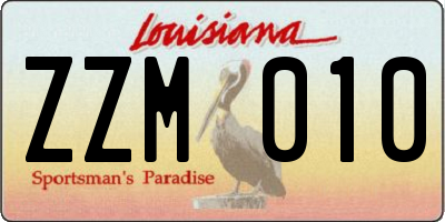 LA license plate ZZM010