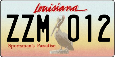 LA license plate ZZM012