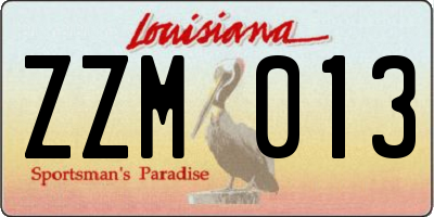 LA license plate ZZM013